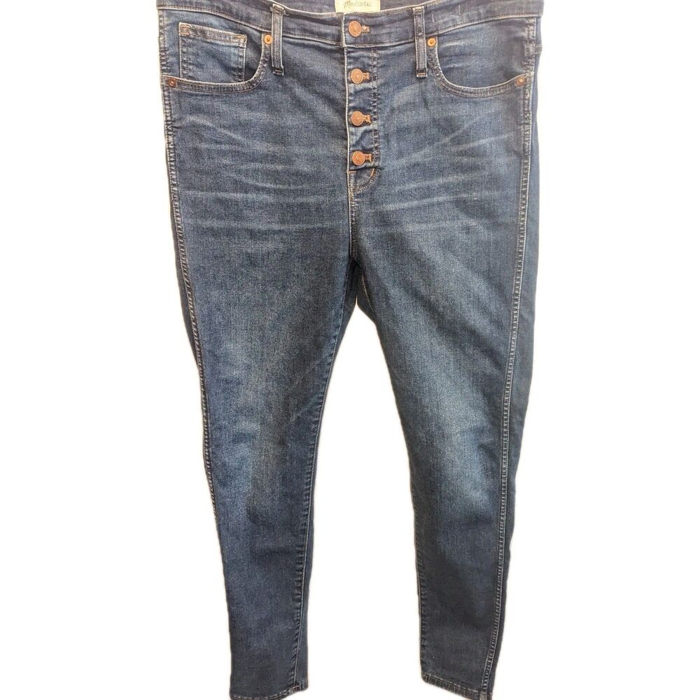 Madewell 10" High Rise Skinny Jeans Women's 32 Blue Button Fly Stretch Comfort